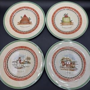 Villeroy & Boch Festive Memories Winter Scenes Salad Dessert Plates set of 4 EUC
